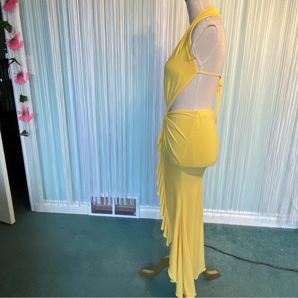 Rare Yellow Cut Out Open Back Maxi Dress - Picture 4 of 17
